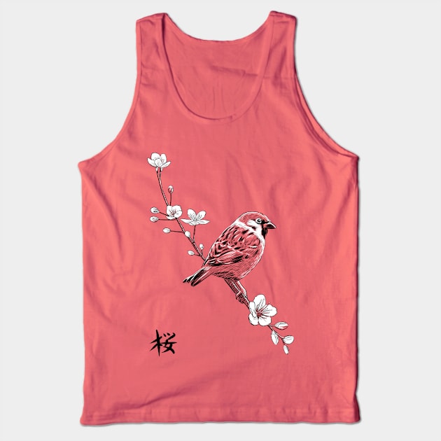 Sparrow on cherry Tank Top by albertocubatas